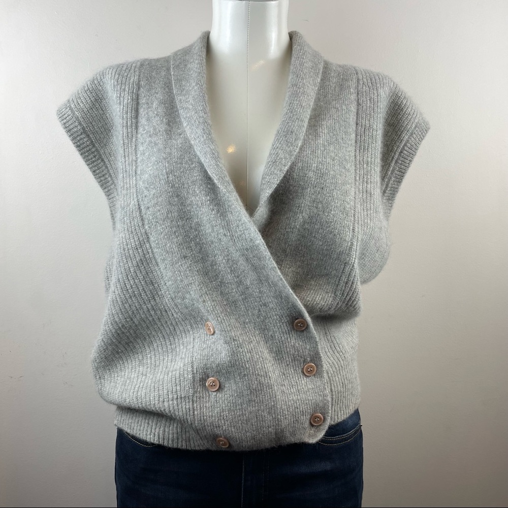 vintage stitchworks lambswool and rabbit hair vest Gray Size Medium Super Soft